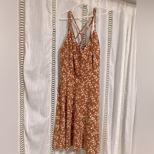 Floral Brown Strappy Dress